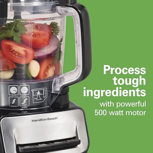 Hamilton Beach Stack & Snap Food Processor and Vegetable Chopper, Stainless Steel Blades, 14 Cup + 4-Cup Mini Bowls, 3-Speed 500 Watt Motor, Black (70585) - My Kitchen Products