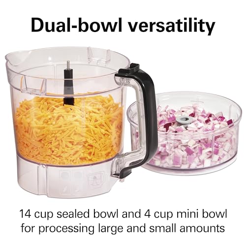 Hamilton Beach Stack & Snap Food Processor and Vegetable Chopper, Stainless Steel Blades, 14 Cup + 4-Cup Mini Bowls, 3-Speed 500 Watt Motor, Black (70585) - My Kitchen Products