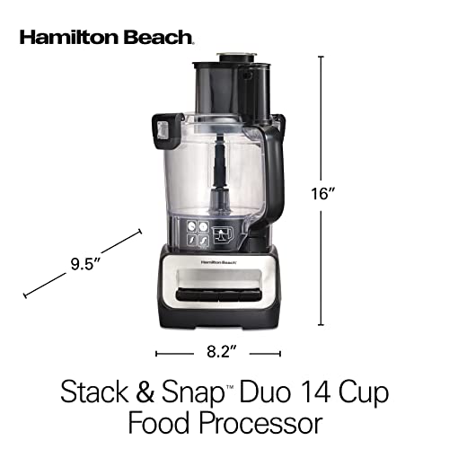 Hamilton Beach Stack & Snap Food Processor and Vegetable Chopper, Stainless Steel Blades, 14 Cup + 4-Cup Mini Bowls, 3-Speed 500 Watt Motor, Black (70585) - My Kitchen Products