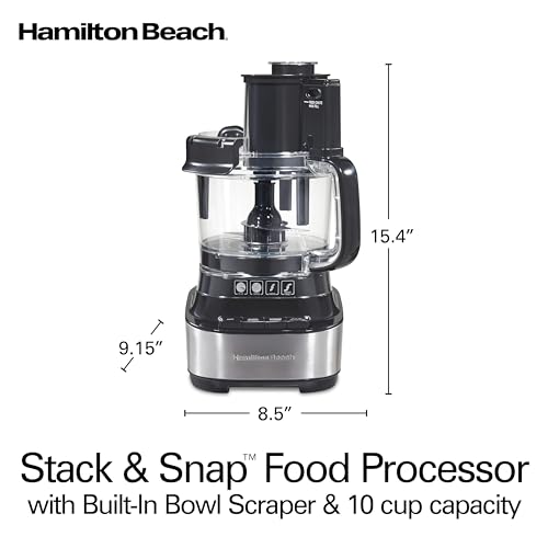 Hamilton Beach Stack & Snap Food Processor with Bowl Scraper, 10 Cup Capacity, Black, (Renewed) R70822 - My Kitchen Products