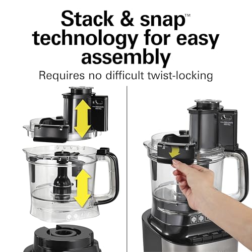 Hamilton Beach Stack & Snap Food Processor with Bowl Scraper, 10 Cup Capacity, Black, (Renewed) R70822 - My Kitchen Products