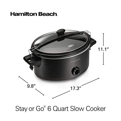 Hamilton Beach Stay or Go Portable Slow Cooker with Lid Lock, Dishwasher-Safe Crock, 6-Quart, Black 33261 - My Kitchen Products