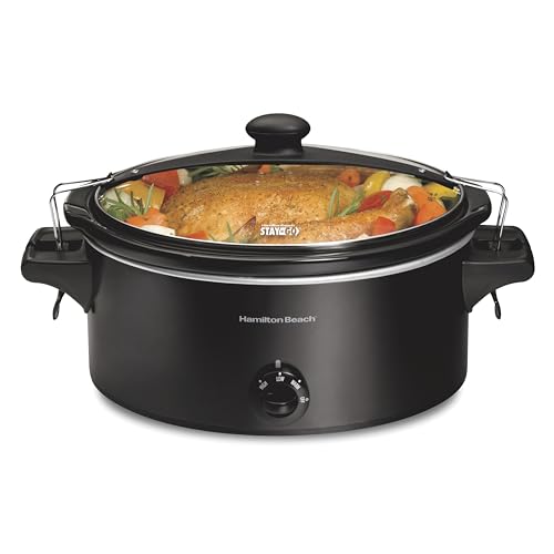 Hamilton Beach Stay or Go Portable Slow Cooker with Lid Lock, Dishwasher-Safe Crock, 6-Quart, Black 33261 - My Kitchen Products