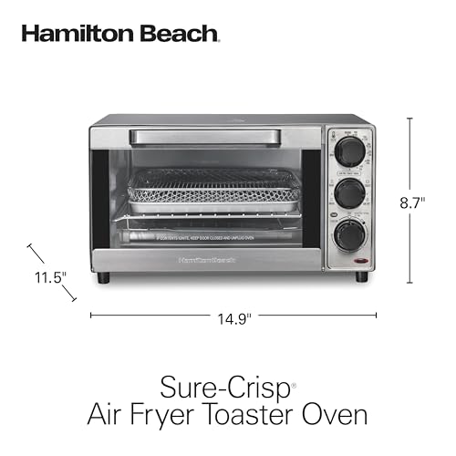 Hamilton Beach Sure-Crisp Air Fryer Toaster Oven Combo, Fits 9” Pizza, 4 Slice Capacity, Powerful Circulation, Auto Shutoff, Stainless Steel (31403) - My Kitchen Products