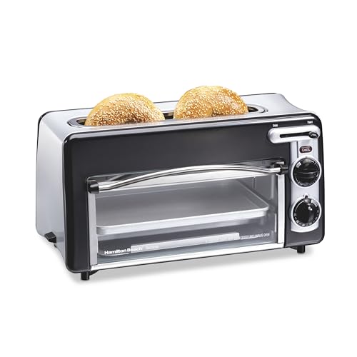 Hamilton Beach Versatile 2-in-1 Countertop Toaster Oven & Long Slot 2 Slice Toaster for Toasting & Baking, Automatic Shut Off, Shade Selector, Temperature Control, Compact Retro Design, Black (22725) - My Kitchen Products