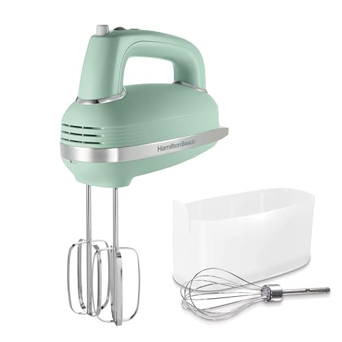 Hamilton Beach Vintage-Style 5-Speed Electric Hand Mixer, Powerful 1.3 Amp DC Motor for Effortless Mixing & Consistent Speed in Thick Ingredients, Slow Start, Beaters and Whisk, Green (62601N) - My Kitchen Products