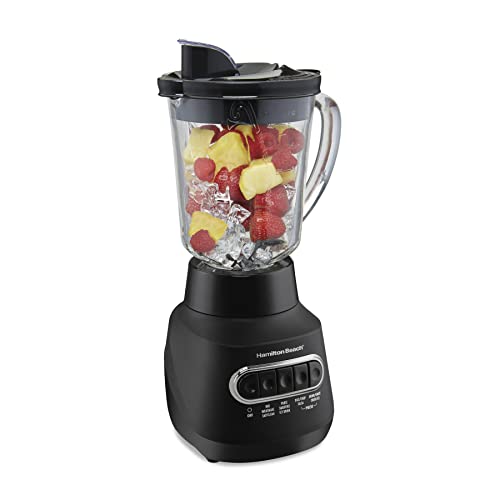 Hamilton Beach Wave Action Blender for Smoothies, Stainless Steel Ice Sabre Blades, 40oz Glass Jar, 800 Watts, Quiet