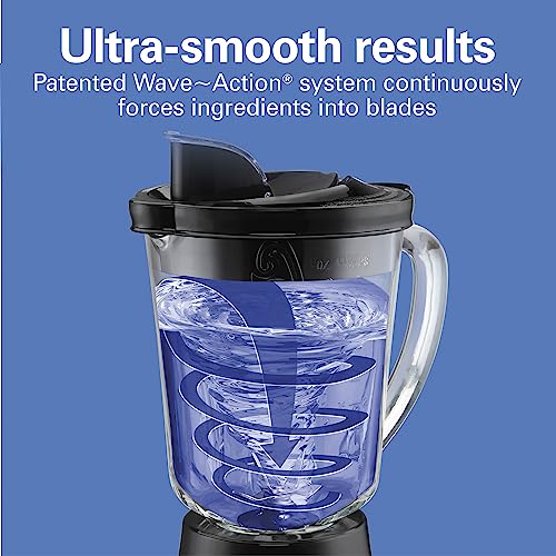 Hamilton Beach Wave Action Blender for Smoothies, Stainless Steel Ice Sabre Blades, 40oz Glass Jar, 800 Watts, Quiet Design, Black (58175) - My Kitchen Products