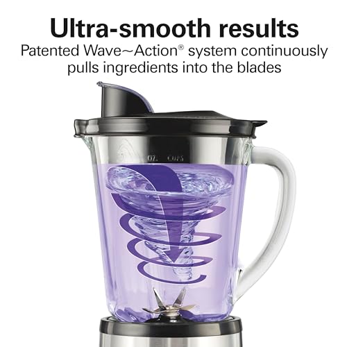 Hamilton Beach Wave Crusher Blender For Smoothies With 40 Oz Glass Jar and 14 Functions, Ice Sabre Blades & 700 Watts for Consistently Smooth Results, Black + Stainless Steel (54221) - My Kitchen Products