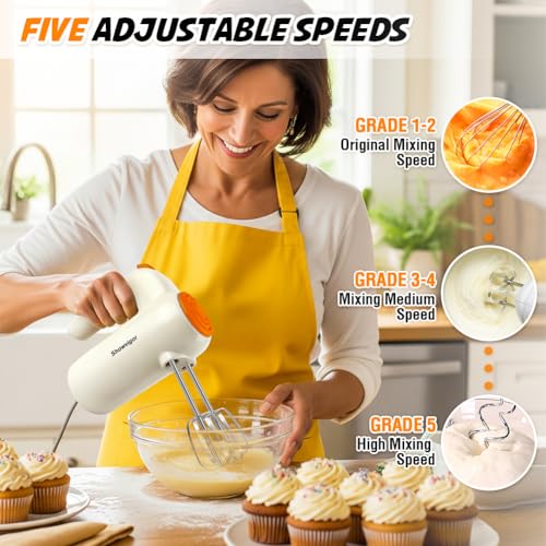 Hand Mixer, 5-Speed Electric Whisk with Turbo Boost Includes 5 Stainless Steel Attachments - Great Stand Mixer Alternative for Baking Cakes, Bread & More - My Kitchen Products