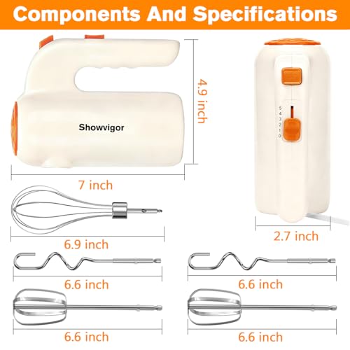 Hand Mixer, 5-Speed Electric Whisk with Turbo Boost Includes 5 Stainless Steel Attachments - Great Stand Mixer Alternative for Baking Cakes, Bread & More - My Kitchen Products