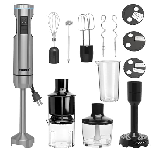 Handheld Immersion Blender Bundle, 1000W Powerful 12-in-1 Set for Smoothies,Orange Juicer,Minced meat,Milk frother,Egg Beater, Dough Hook, Vegetable Chopper, Potato Masher - My Kitchen Products