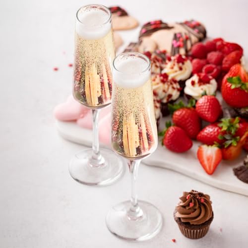 Haoxishui Champagne Glasses 8.5 OZ, Champagne Flutes set of 2, Unique Champagne Gift for Birthday, Wedding, Anniversary, Ideal for Home Bar, Parties etc - My Kitchen Products