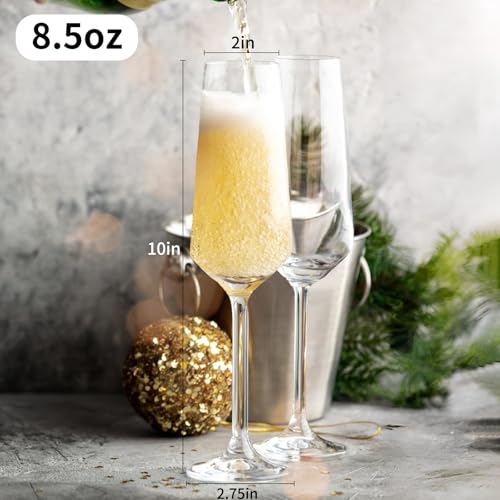 Haoxishui Champagne Glasses 8.5 OZ, Champagne Flutes set of 2, Unique Champagne Gift for Birthday, Wedding, Anniversary, Ideal for Home Bar, Parties etc - My Kitchen Products