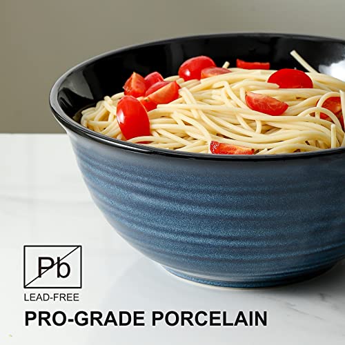 HASENSE Ceramic Serving Bowls, 9 Inch Large Salad Bowls for Kitchen, 84 Ounce Mixing Bowl Set of 2, Ideal for Soup Pho Pasta Popcorn, Dishwasher & Microwave Safe(Blue) - My Kitchen Products