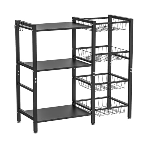 Hastatii Storage Rack Kitchen Baker's Rack - 3 Tiers 4 Baskets, Utility Coffee Bar, Air Fryer Stand with Steel Mesh Baskets - My Kitchen Products