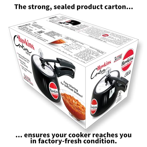 Hawkins 3 Litre Contura Black Pressure Cooker, Hard Anodised Inner Lid Cooker, Handi Cooker, Black (CB30) - My Kitchen Products
