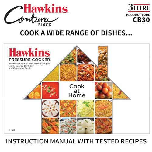 Hawkins 3 Litre Contura Black Pressure Cooker, Hard Anodised Inner Lid Cooker, Handi Cooker, Black (CB30) - My Kitchen Products