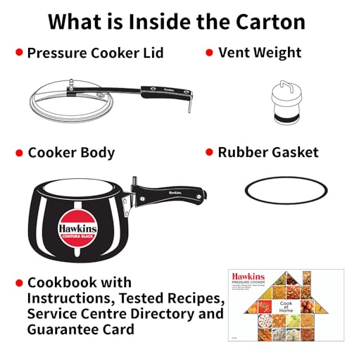 Hawkins 3 Litre Contura Black Pressure Cooker, Hard Anodised Inner Lid Cooker, Handi Cooker, Black (CB30) - My Kitchen Products