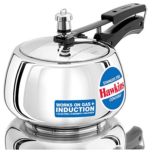 Hawkins 3 Litre Contura Pressure Cooker, Stainless Steel Inner Lid Cooker, Handi Cooker, Induction Cooker, Silver (SSC30) - My Kitchen Products