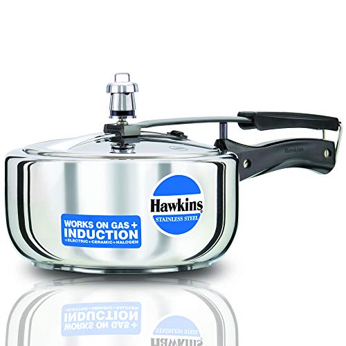 Hawkins 3 Litre Inner Lid Pressure Cooker, Stainless Steel Cooker, Wide Design Pan Cooker, Induction Cooker, Silver (HSS3W) - My Kitchen Products