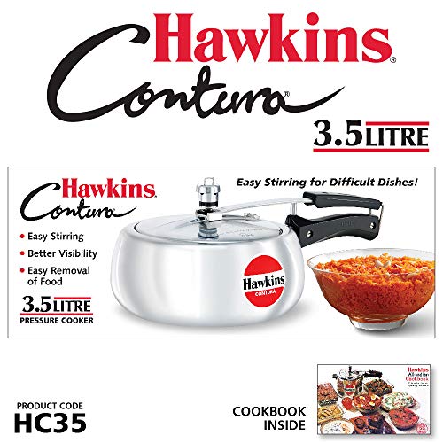 Hawkins 3.5 Litre Contura Pressure Cooker, Handi Inner Lid Cooker, Silver (HC35) - My Kitchen Products