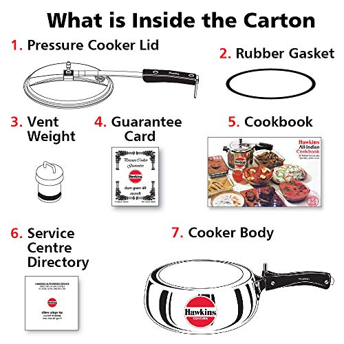 Hawkins 3.5 Litre Contura Pressure Cooker, Handi Inner Lid Cooker, Silver (HC35) - My Kitchen Products