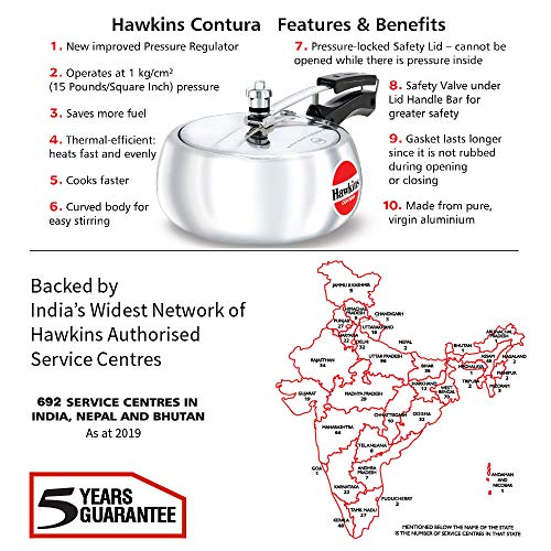 Hawkins 3.5 Litre Contura Pressure Cooker, Handi Inner Lid Cooker, Silver (HC35) - My Kitchen Products