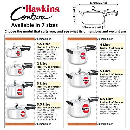 Hawkins 3.5 Litre Contura Pressure Cooker, Handi Inner Lid Cooker, Silver (HC35) - My Kitchen Products