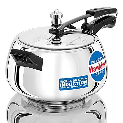 Hawkins 5 Litre Contura Pressure Cooker, Stainless Steel Inner Lid Cooker, Handi Cooker, Induction Cooker, Silver (SSC50) - My Kitchen Products