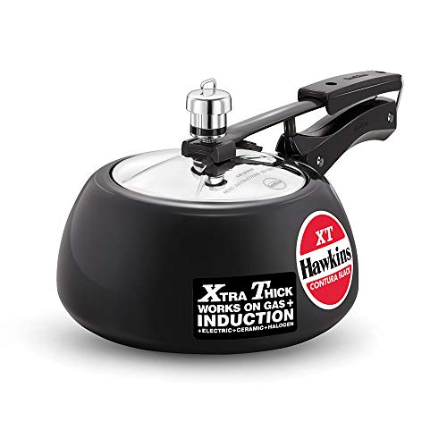 Hawkins Contura Black XT Pressure Cooker, Hard Anodised Inner Lid Cooker, Small Induction Cooker, Handi Cooker, Black CXT20 2 Litre - My Kitchen Products