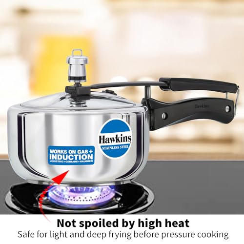 Hawkins Pressure Cooker, Stainless Steel Inner Lid Cooker, Induction Cooker, Small Cooker, Silver HSS20 2 Litre - My Kitchen Products