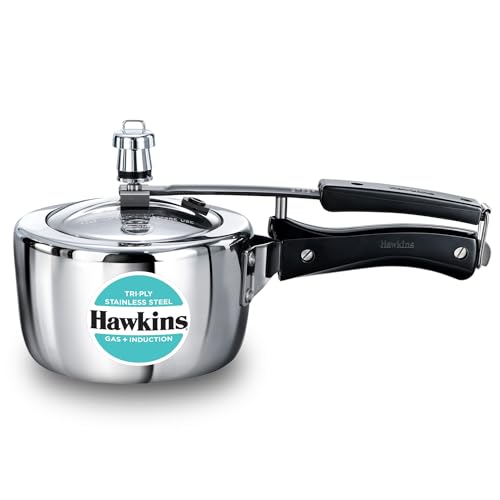 HAWKINS Triply Stainless Steel Pressure Cooker, Inner Lid Induction Cooker, (HSST15) 1.5 litres Silver - My Kitchen Products