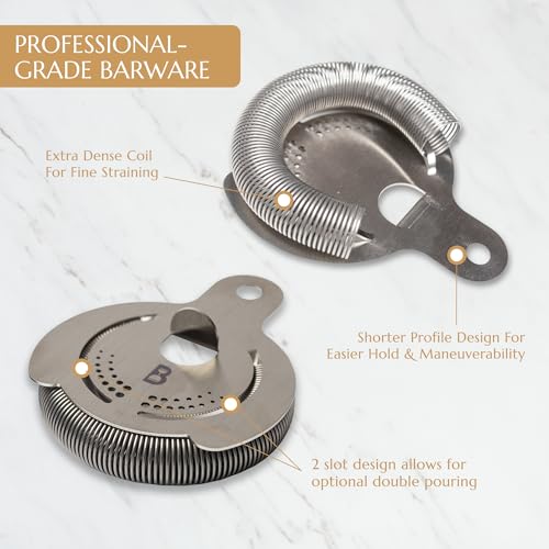 Hawthorne Strainer by Bull in China In Stainless Steel - Made In USA - High Density Spring Cocktail Strainer for Boston Shakers and Mixing Glasses for Bars & Bartenders - My Kitchen Products