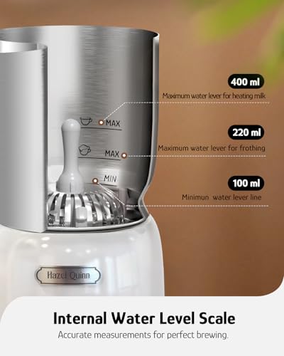 Hazel Quinn Milk Frother, Hot & Cold, Detachable Jug, 400ml, Pearl White - My Kitchen Products