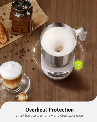 Hazel Quinn Milk Frother, Hot & Cold, Detachable Jug, 400ml, Pearl White - My Kitchen Products