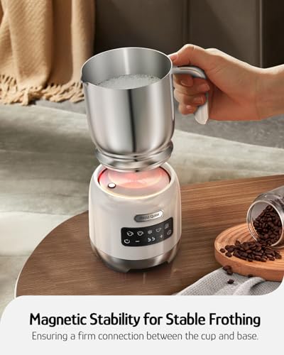 Hazel Quinn Milk Frother, Hot & Cold, Detachable Jug, 400ml, Pearl White - My Kitchen Products