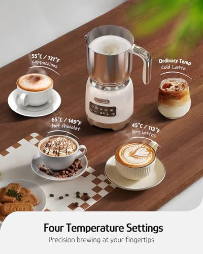 Hazel Quinn Milk Frother, Hot & Cold, Detachable Jug, 400ml, Pearl White - My Kitchen Products