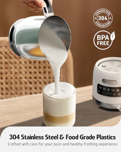Hazel Quinn Milk Frother, Hot & Cold, Detachable Jug, 400ml, Pearl White - My Kitchen Products