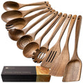 Hefild Wooden Spoons for Cooking, Nonstick Cooking Utensil Set with 10 Piece Acacia Wooden Spatulas and Spoons for Cooking, Terrific for Everyday Kitchen Tasks - My Kitchen Products