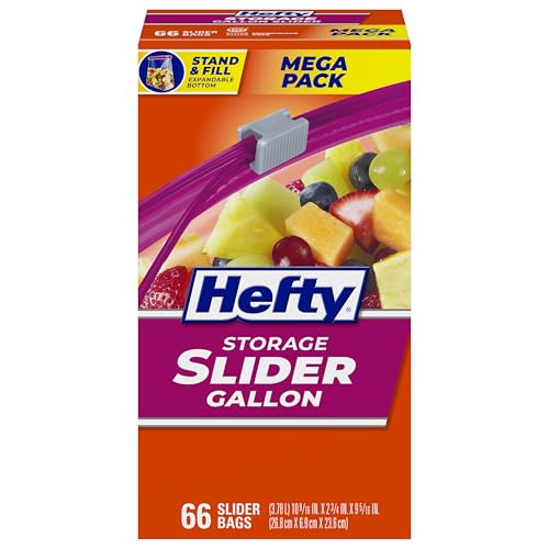 Hefty Slider Kitchen Storage Bags, Gallon Size, Zipper Closure, 66 Count - My Kitchen Products