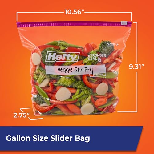 Hefty Slider Kitchen Storage Bags, Gallon Size, Zipper Closure, 66 Count - My Kitchen Products