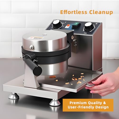 Hehinton® 110V 1300W Commercial Belgian Waffle Maker, 180 Degree Rotatable Waffle Baker Machine with 122-572℉ Temp Control, 0-5min Timer, φ7"X1.2" Thick Non-Stick Dough/Batter Round Waffle Maker - My Kitchen Products