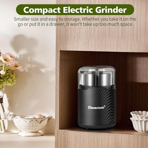 Hermolante Herb Grinder, Spice Grinder, Coffee grinder, 150 w Electric Herb Grinder with Stainless Steel Blade and Cleaning Brush, Compact Size Electric Grinder for Herb Spices Coffee Nuts Seeds,etc. - My Kitchen Products