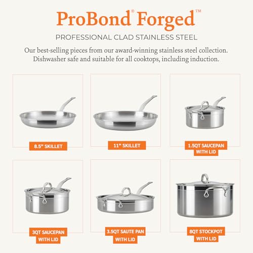 Hestan - ProBond Collection - Professional Clad Stainless Steel 10-Piece Ultimate Cookware Set, Induction Cooktop Compatible - My Kitchen Products
