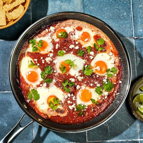 HexClad Hybrid Nonstick 12-Inch Frying Pan with Tempered Glass Lid, Stay-Cool Handle, Dishwasher-Friendly, Oven-Safe Up to 900°F, Induction Ready, Compatible with All Cooktops - My Kitchen Products