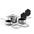 HexClad Hybrid Nonstick 6-Piece Pot Set with 2 Silicone Trivets, 2, 3, and 8-Quart Pots with Tempered Glass Lids, Stay-Cool Handles, Dishwasher-Friendly, Induction Ready, Compatible with All Cooktops - My Kitchen Products