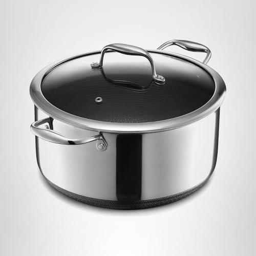 HexClad Hybrid Nonstick 8-Quart Stockpot with Tempered Glass Lid, Stay-Cool Handles, Dishwasher-Friendly, Oven-Safe Up to 900°F, Induction Ready, Compatible with All Cooktops - My Kitchen Products