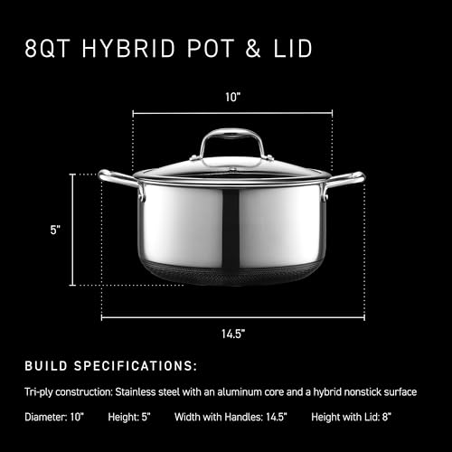 HexClad Hybrid Nonstick 8-Quart Stockpot with Tempered Glass Lid, Stay-Cool Handles, Dishwasher-Friendly, Oven-Safe Up to 900°F, Induction Ready, Compatible with All Cooktops - My Kitchen Products