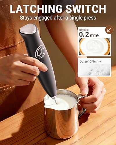 HeyLotie Milk Frother Handheld Frother Wand Drink Mixer Handheld Coffee Stirrers Electric Frother for Coffee Mixer Wand with 2 Whisk frother for protein powder coffee frother handheld -Black - My Kitchen Products
